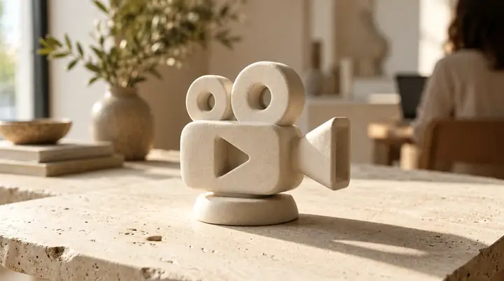 Minimalistische skulpturale Vase in einem ruhigen Innenraum